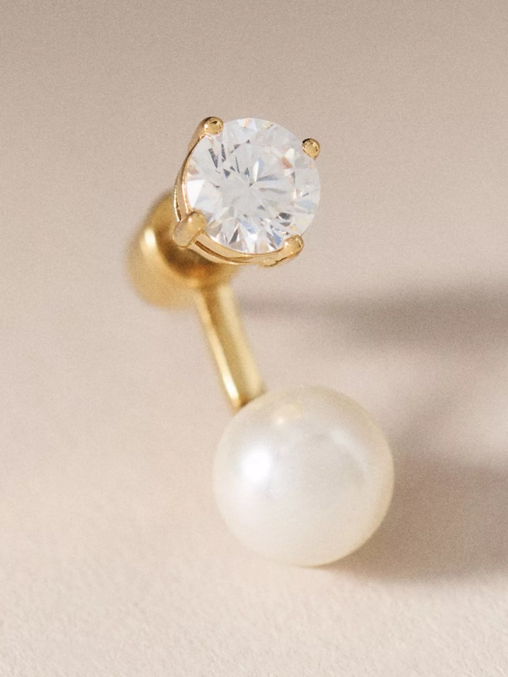 NADRI Esme Cubic Zirconia Earrings with Hanging Freshwater Pearl Backs